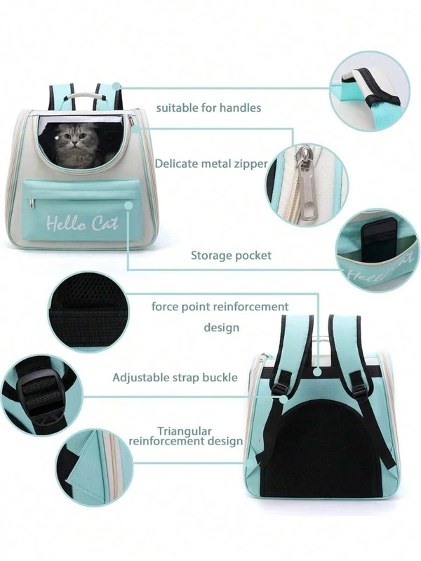 Hello Cat Portable Travel Pet Backpack – Comfortable Foldable Breathable Double Shoulder Bag for Cats & Small Dogs 
