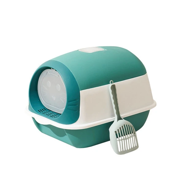 Cute Cat Head Closed Litter Box Enclosed with Scoop & Filter with Odor Control & Drawer Tray