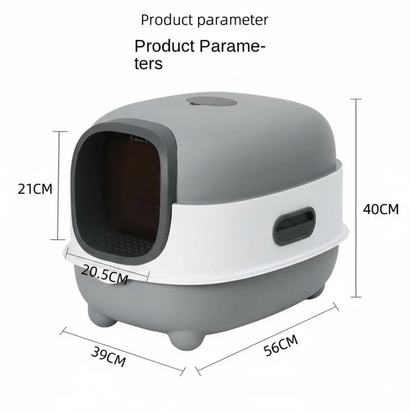 Detachable Enclosed Large Cat Litter Box with Scoop (56x39x40cm)