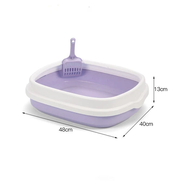 Easy Clean Cat Litter Box with Frame & Scoop (48*40*13cm) 