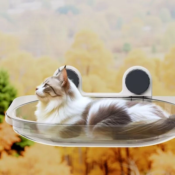 Comfortable Cat Window Perch Bed with Strong Suction Cups for Indoor Cats Sunbathing & Bird Watching