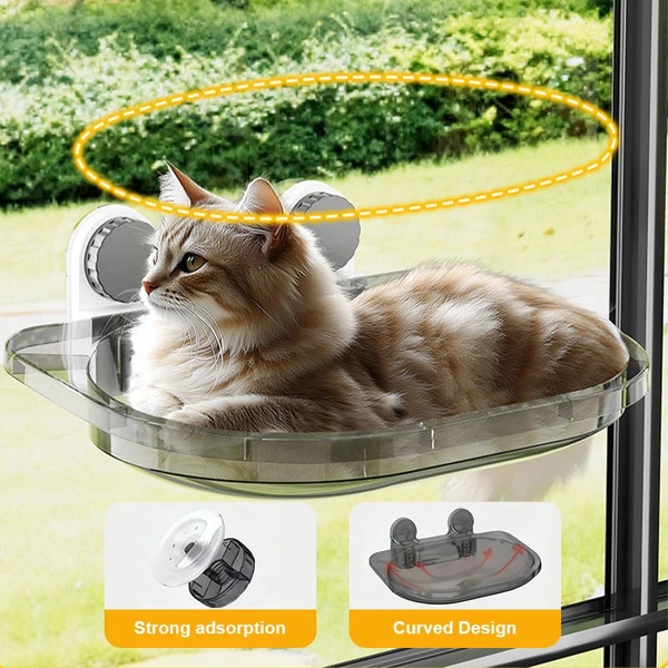 Comfortable Cat Window Perch Bed with Strong Suction Cups for Indoor Cats Sunbathing & Bird Watching