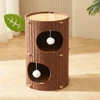 Foldable Tree-Shaped Felt Cat House & Scratching Post – 2-Level Warm Cave Bed for Indoor Cats AK219 (Brown)