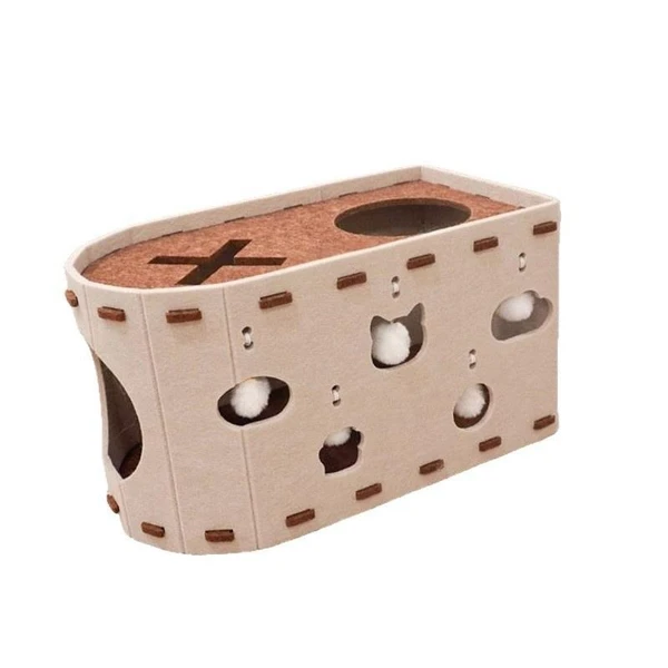 Detachable Felt Cat House Scratching Cave Bed for Indoor Cats