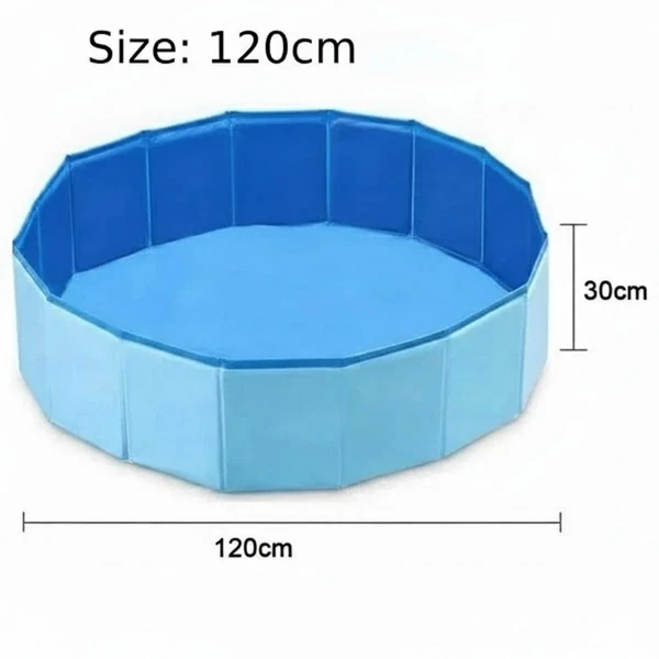 Portable PVC Pet Swimming Pool & Bathtub, Waterproof, Foldable, Indoor & Outdoor for Dogs (Blue)