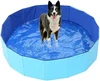 Portable PVC Pet Swimming Pool & Bathtub, Waterproof, Foldable, Indoor & Outdoor for Dogs (Blue-80cm)
