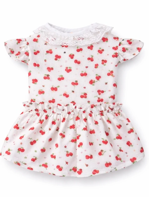 Pet Dress for Dogs & Cats – Outfit with Lace Collar & Ruffle Sleeves (Size:M)