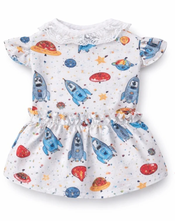 Pet Dress for Dogs & Cats – Outfit with Lace Collar & Ruffle Sleeves (Size:M)