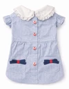 Light Blue Pet Dress for Small Dogs & Cats – Lace Collar Outfit with Buttons & Pocket Bows (Size: S)
