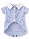 Pet Shirt for Cats & Small Dogs – Light Blue Polka Dot Outfit with Back Tie & Dual Buttons (Size: XS)