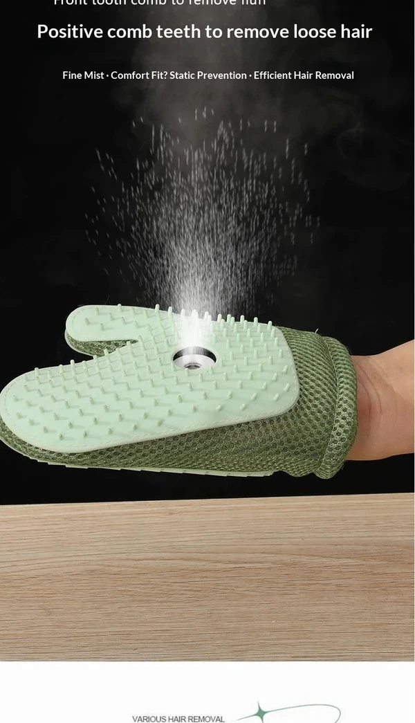 USB Rechargeable Steam Pet Glove – Spray Grooming Tool for Hair Removal & Massage 
