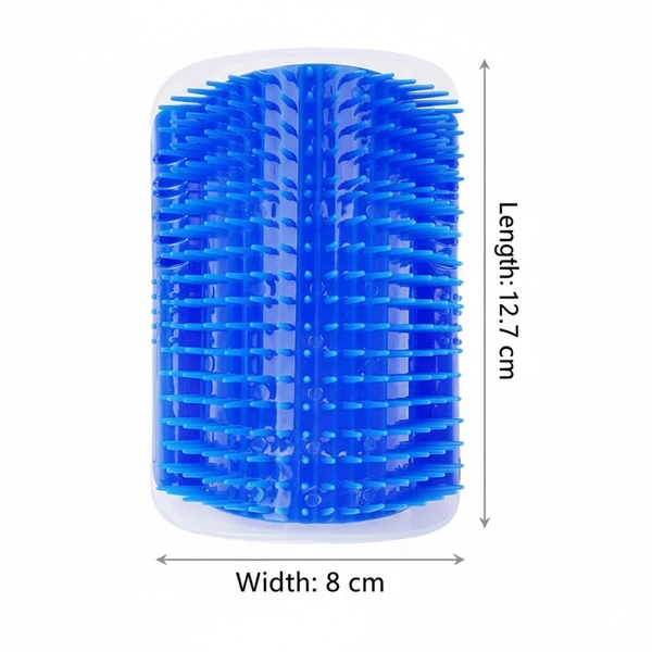 Plastic Self Grooming Hair Remover Cat Brush Corner Design with Catnip - Grey