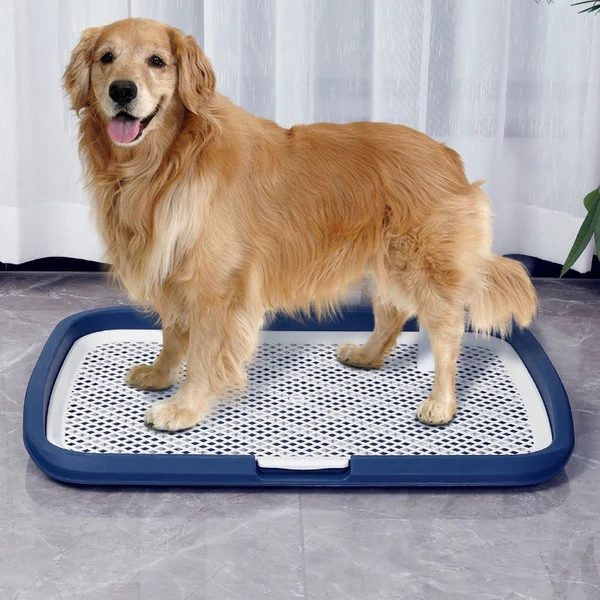 Large Dog Toilet Tray with Removable Mesh Grid & Guide Column for Medium & Large Dogs (65×50cm)