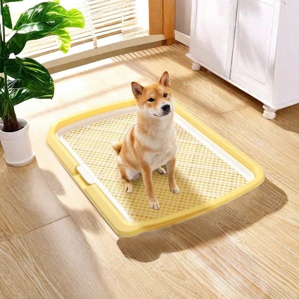 Large Dog Toilet Tray with Removable Mesh Grid & Guide Column for Medium & Large Dogs (65×50cm)