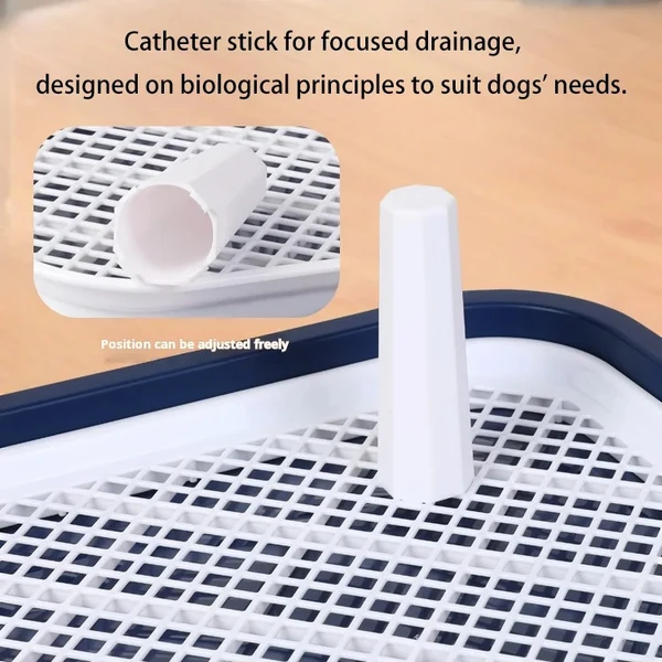 Large Dog Toilet Tray with Removable Mesh Grid & Guide Column for Medium & Large Dogs (65×50cm)
