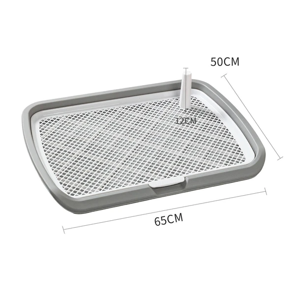 Large Dog Toilet Tray with Removable Mesh Grid & Guide Column for Medium & Large Dogs (65×50cm)