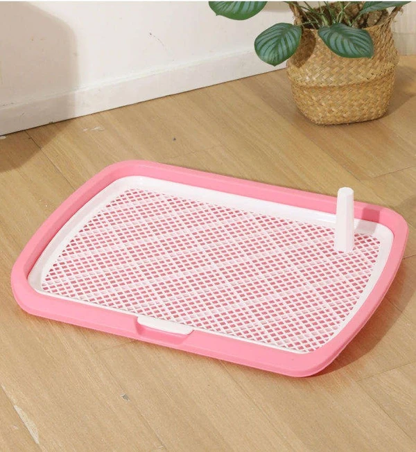 Large Dog Toilet Tray with Removable Mesh Grid & Guide Column for Medium & Large Dogs (65×50cm)