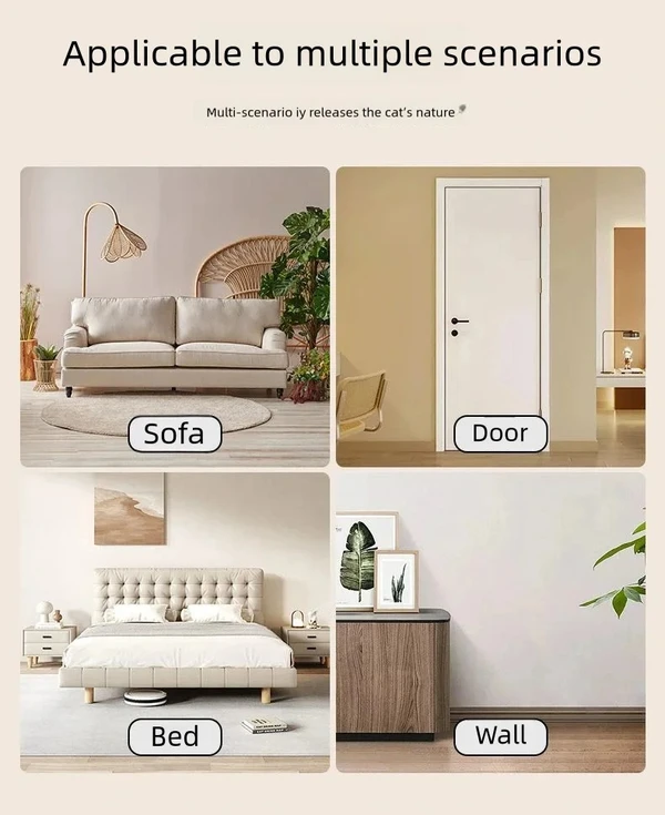 Cartoon Printed Durable Cat Scratching Mat Easy Installation Self-Adhesive for Cats (80cmx50cm)