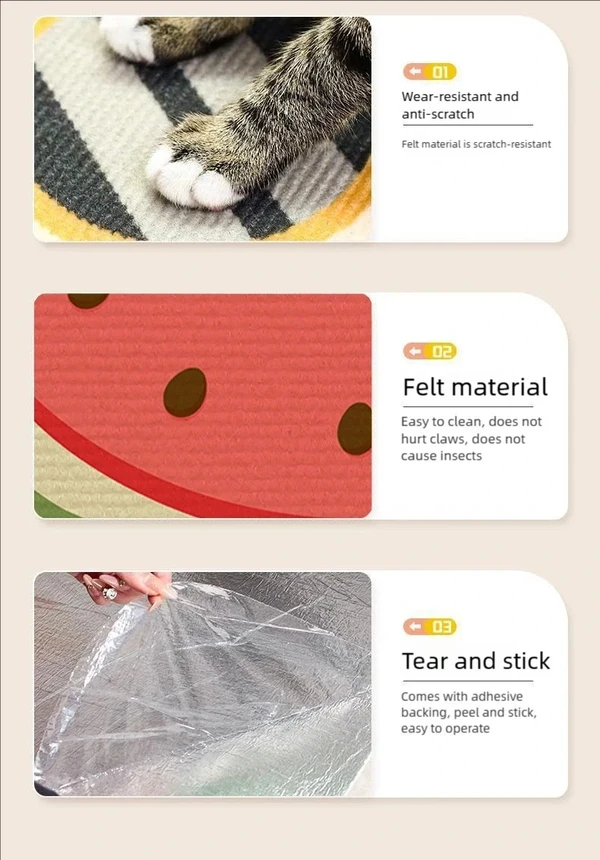 Cartoon Printed Durable Cat Scratching Mat Easy Installation Self-Adhesive for Cats (80cmx50cm)