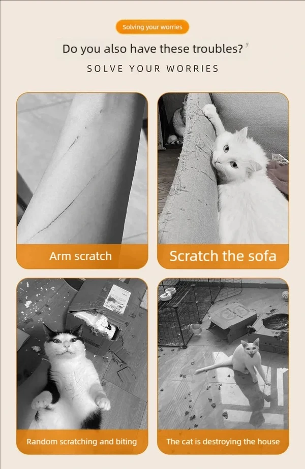 Cartoon Printed Durable Cat Scratching Mat Easy Installation Self-Adhesive for Cats (80cmx50cm)