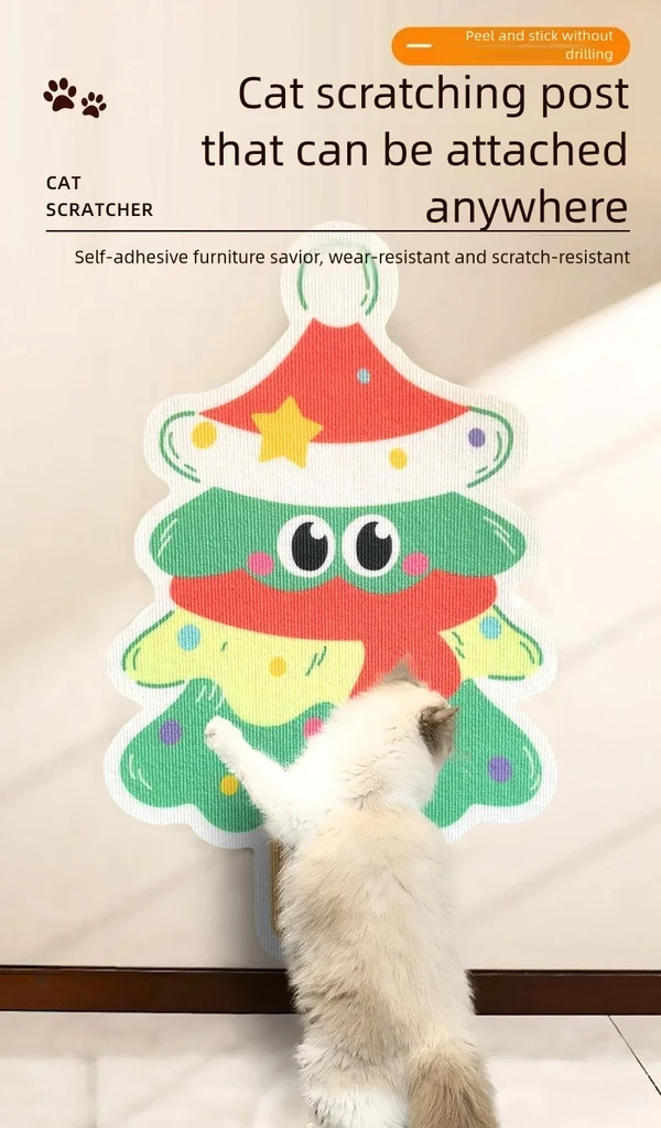 Cartoon Printed Durable Cat Scratching Mat Easy Installation Self-Adhesive for Cats (80cmx50cm)