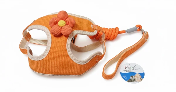 Adjustable Pet Harness Vest & Leash Lightweight Soft Mesh Breathable with Cute Flower for Dogs & Cats