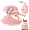 Adjustable Pet Harness Vest & Leash Lightweight Soft Mesh Breathable with Cute Flower for Dogs & Cats