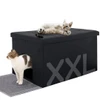Hidden Litter Box Enclosure Furniture – Multifunctional Cat House Waterproof Cabinet &Storage Bench(Black Velvet)
