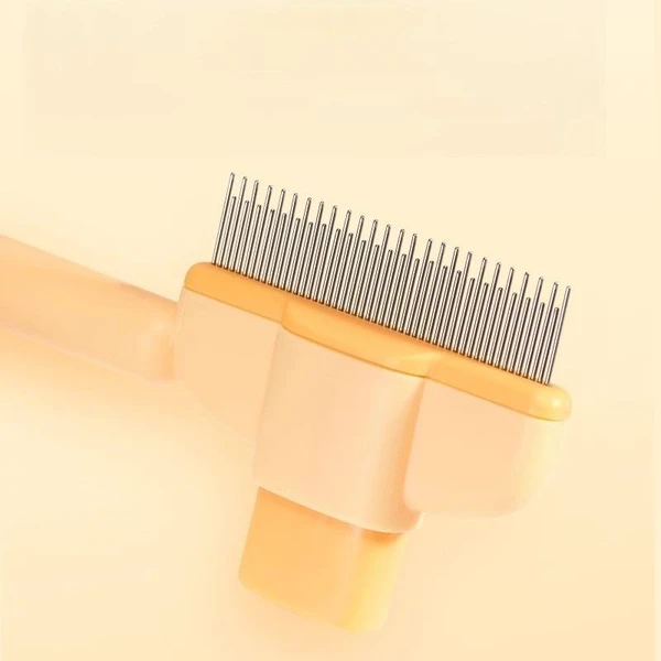 Pet Hair Removal Comb One Click Self-Cleaning Stainless-Steel Tooth with Comfortable Handle (Green)
