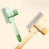 Pet Hair Removal Comb One Click Self-Cleaning Stainless-Steel Tooth with Comfortable Handle (Green)