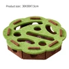 Interactive Soft Felt Cat Puzzle Toy Round Maze Box with 2 Plastic Balls for Indoor Cats (Green)