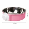 Detachable Round Pet Hanging Plastic Bowl with Stainless Steel Internal Bowl Suitable for Dog Cage