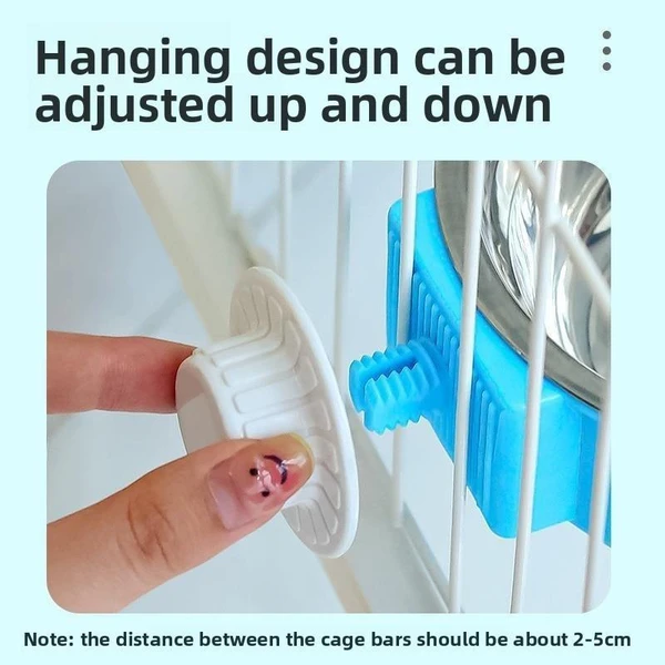 Detachable Round Pet Hanging Plastic Bowl with Stainless Steel Internal Bowl Suitable for Dog Cage