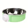 Detachable Round Pet Hanging Plastic Bowl with Stainless Steel Internal Bowl Suitable for Dog Cage