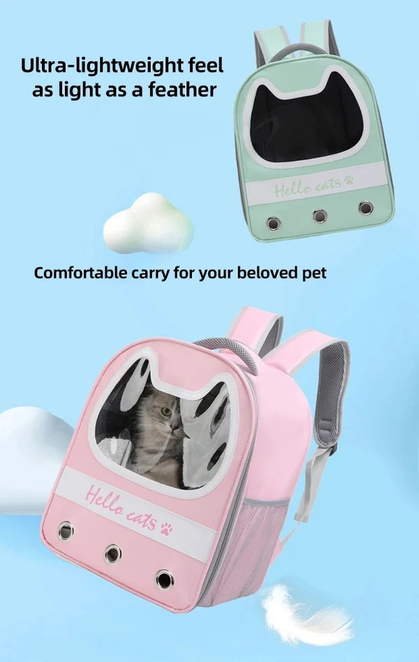Hello Cats Backpack for Travel & Hiking-Breathable Double Shoulder Bag for Cats
