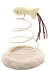 Linen Cat Scratching Board with Spiral Steel Wire Spring and Funny Plush Toy (Beige) 