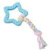 Rubber Star Shape with Fabric Rope Dog Chew Toy 20cm (Blue)