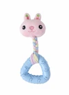 Plush Rabbit & Rubber Triangle Shape Dog Chew Toy 18cm (Blue)