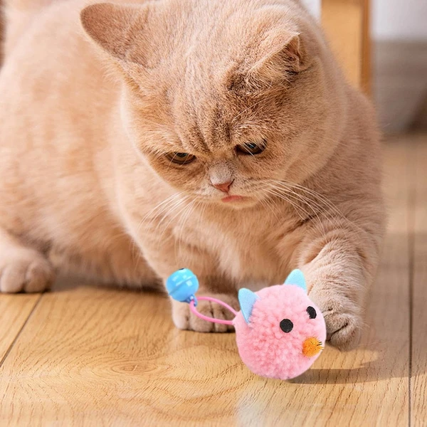 Interactive Plush Mouse with Bell Cat Toy for Indoor Cats