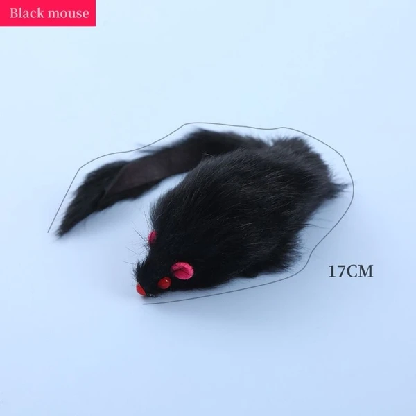 Small Furry Plush Mouse Cat Toy (2 Pcs) White & Black