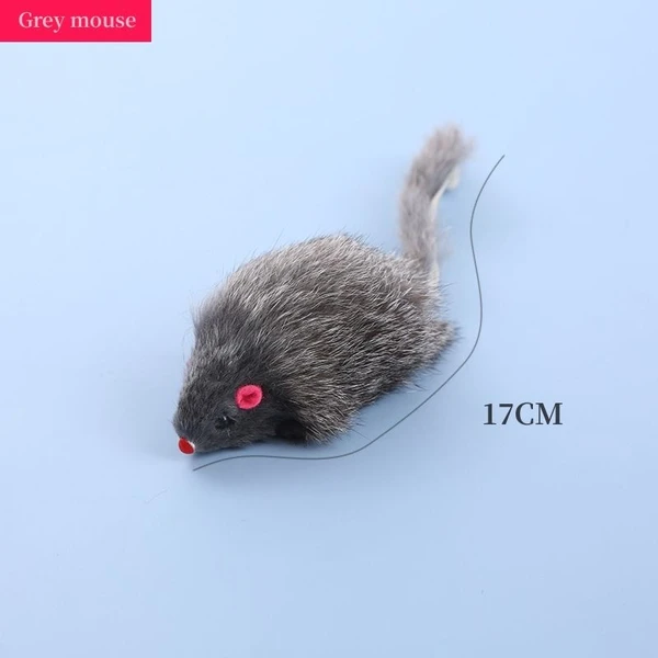 Small Furry Plush Mouse Cat Toy (2 Pcs) White & Black