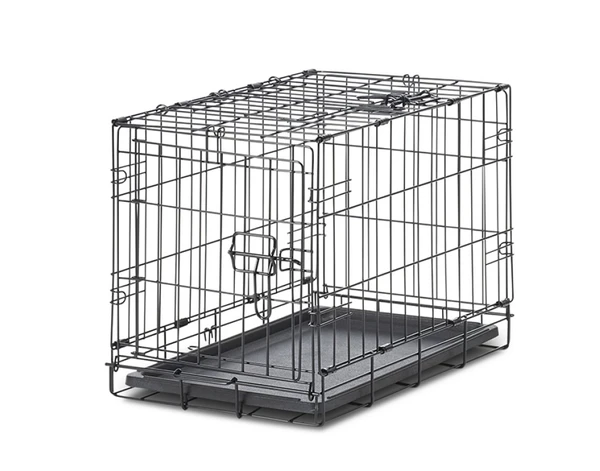 Savic Dog Cottage - Small Dog Crate with Front & Top Doors, Black E-coating and Removable Tray