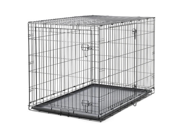 Savic Dog Cottage - Medium Dog Crate with Front & Side Doors, Black E-coating and Removable Tray