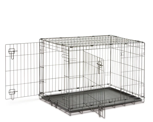Savic Dog Cottage - Medium Dog Crate with Front & Side Doors, Black E-coating and Removable Tray