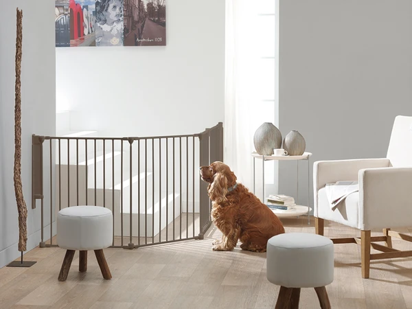 Savic Dog Park De Luxe Dog & Puppy Playpen (6 Panels, 75cm) – Heavy-Duty Indoor & Outdoor Pet Pen with Door & Cushion | Warm Grey