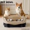 Stainless Steel Pet Double Bowl Food & Water Feeder for Cats and Dogs (Grey/Black)