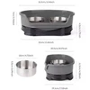 Stainless Steel Pet Double Bowl Food & Water Feeder for Cats and Dogs (Grey/Black)