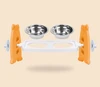 3 Adjustable Heights Stand with Double Stainless Steel Food and Water Bowls 