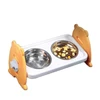 3 Adjustable Heights Stand with Double Stainless Steel Food and Water Bowls 