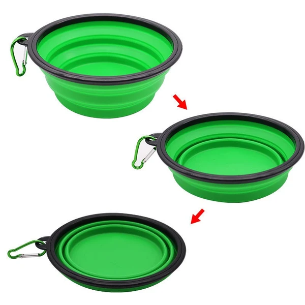 Outdoor Portable Collapsible Traveling and Camping Feed Pet Silicone Bowl (Black)